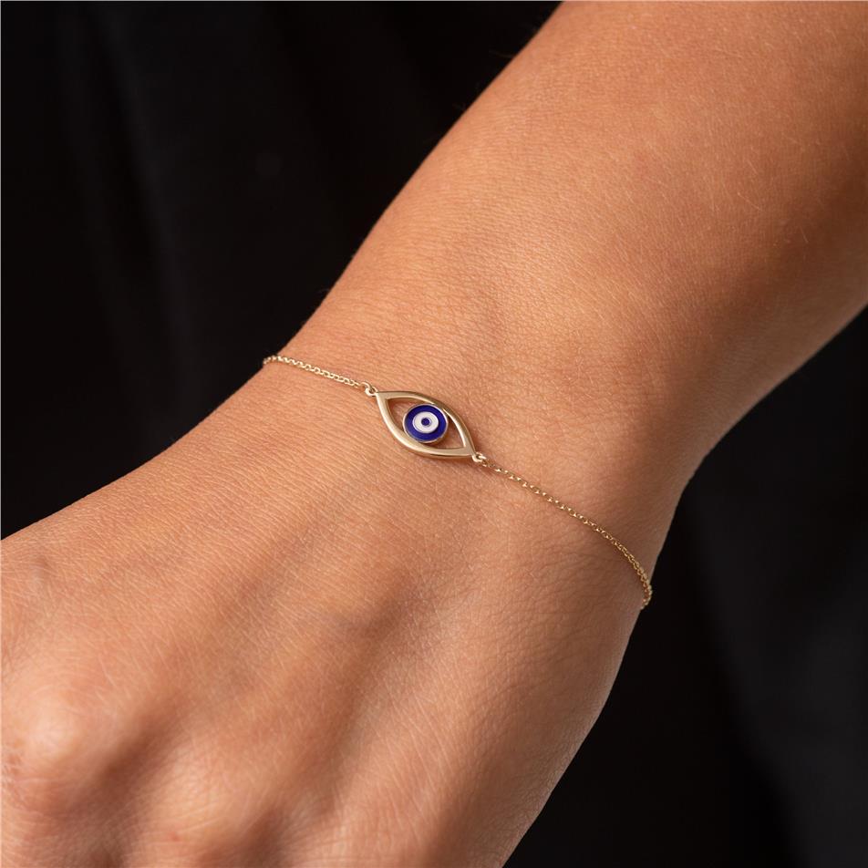 Solid Gold Minimalist Evil Eye Bracelet
