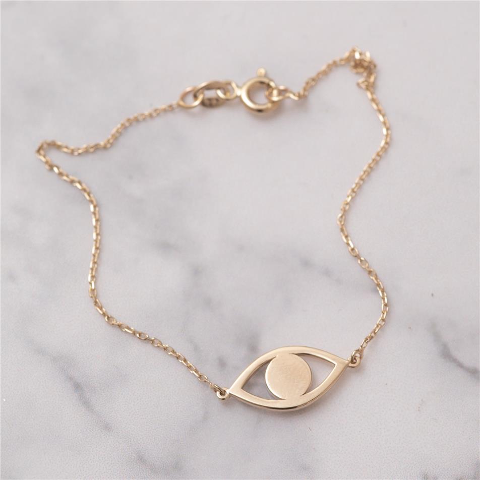 Solid Gold Minimalist Evil Eye Bracelet