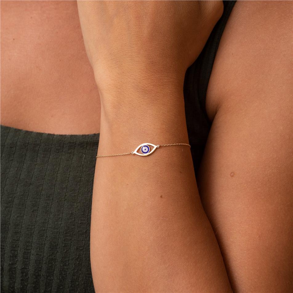 Solid Gold Minimalist Evil Eye Bracelet