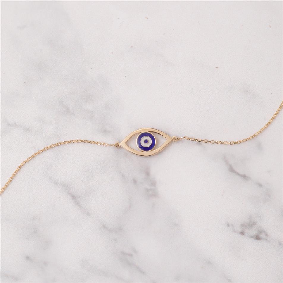 Solid Gold Minimalist Evil Eye Bracelet