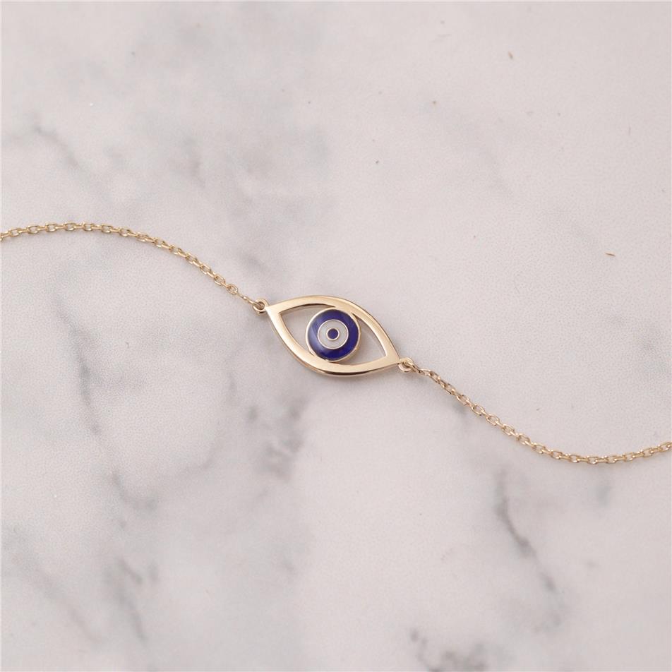 Solid Gold Minimalist Evil Eye Bracelet