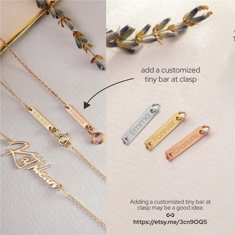 Solid Gold Personalized Tiny Bar Tag