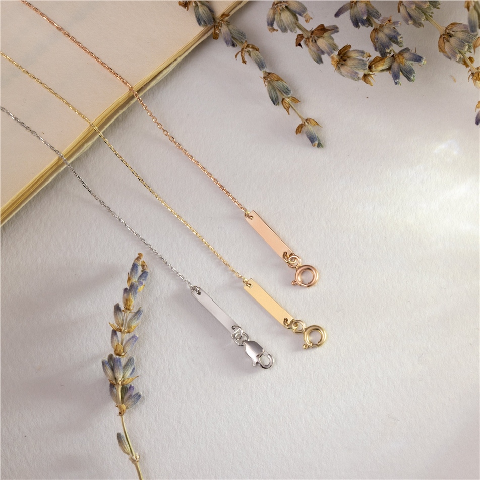 Solid Gold Personalized Tiny Bar Tag