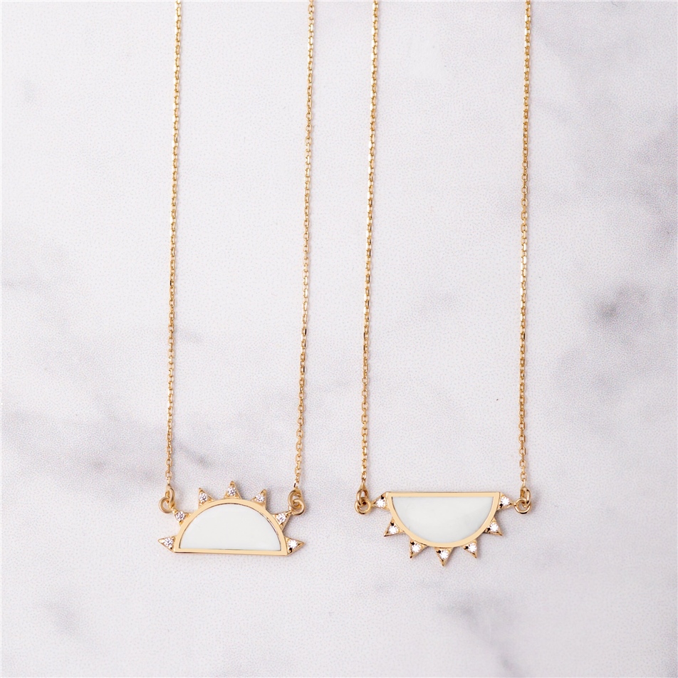 Solid Gold Two Halves Sun Necklace