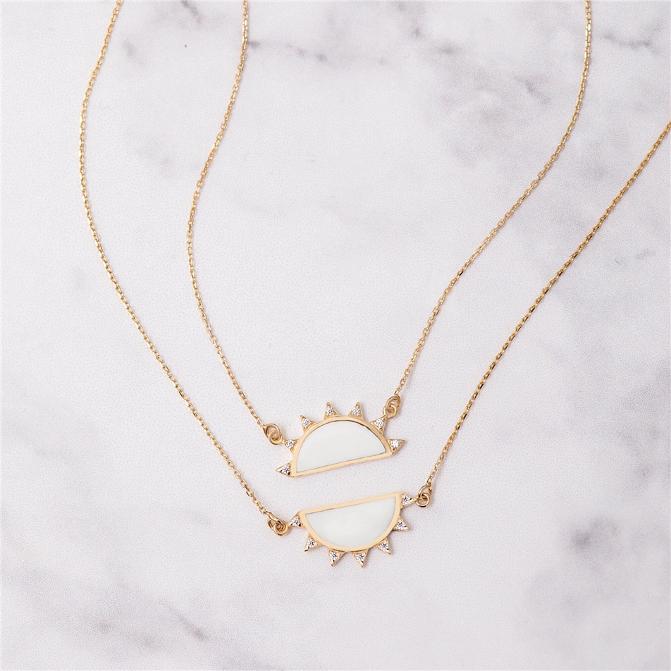 Solid Gold Two Halves Sun Necklace