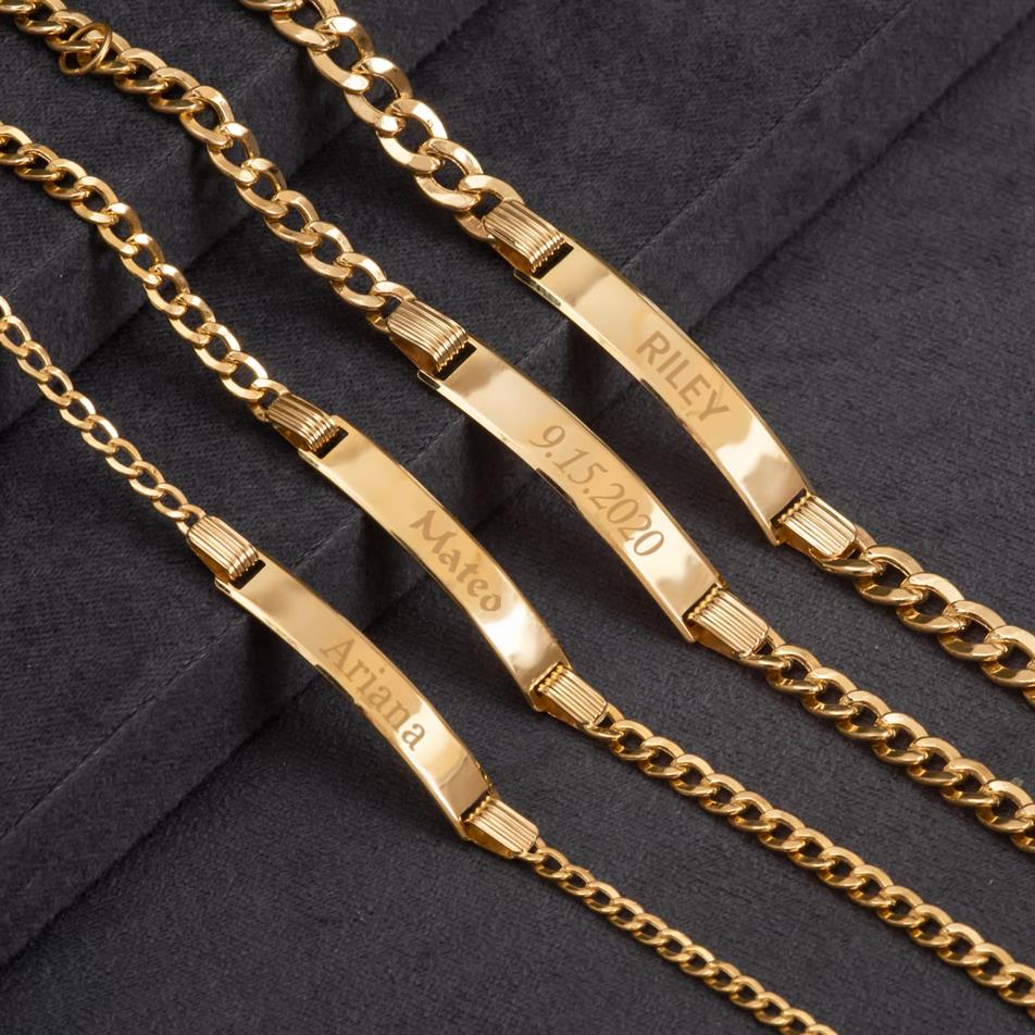 Solid Gold Personalized Baby ID Bracelet