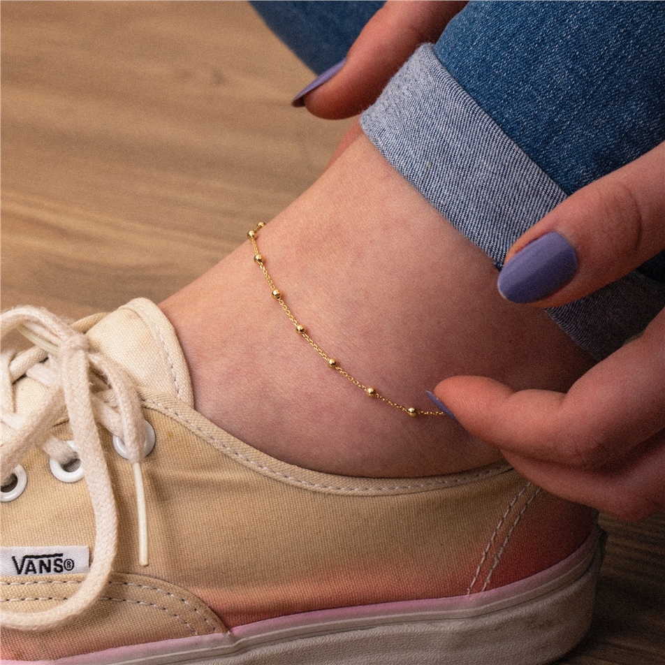 Solid Gold Satellite Chain Anklet