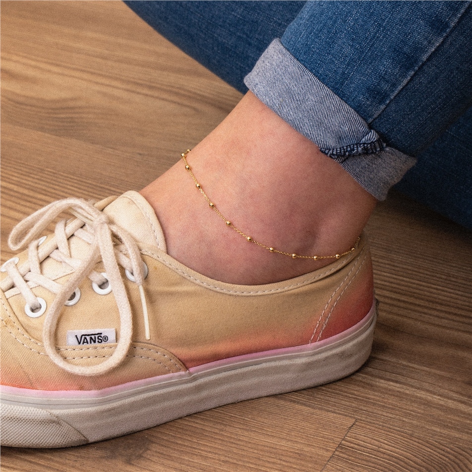Solid Gold Satellite Chain Anklet