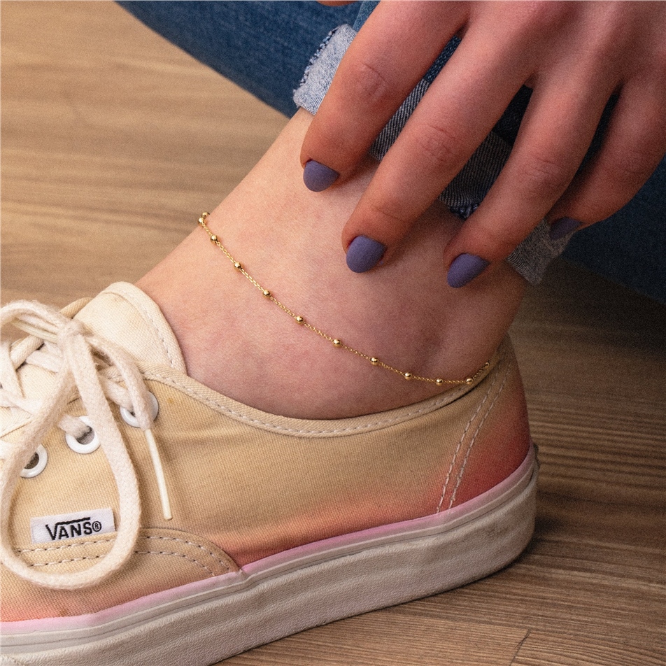 Solid Gold Satellite Chain Anklet