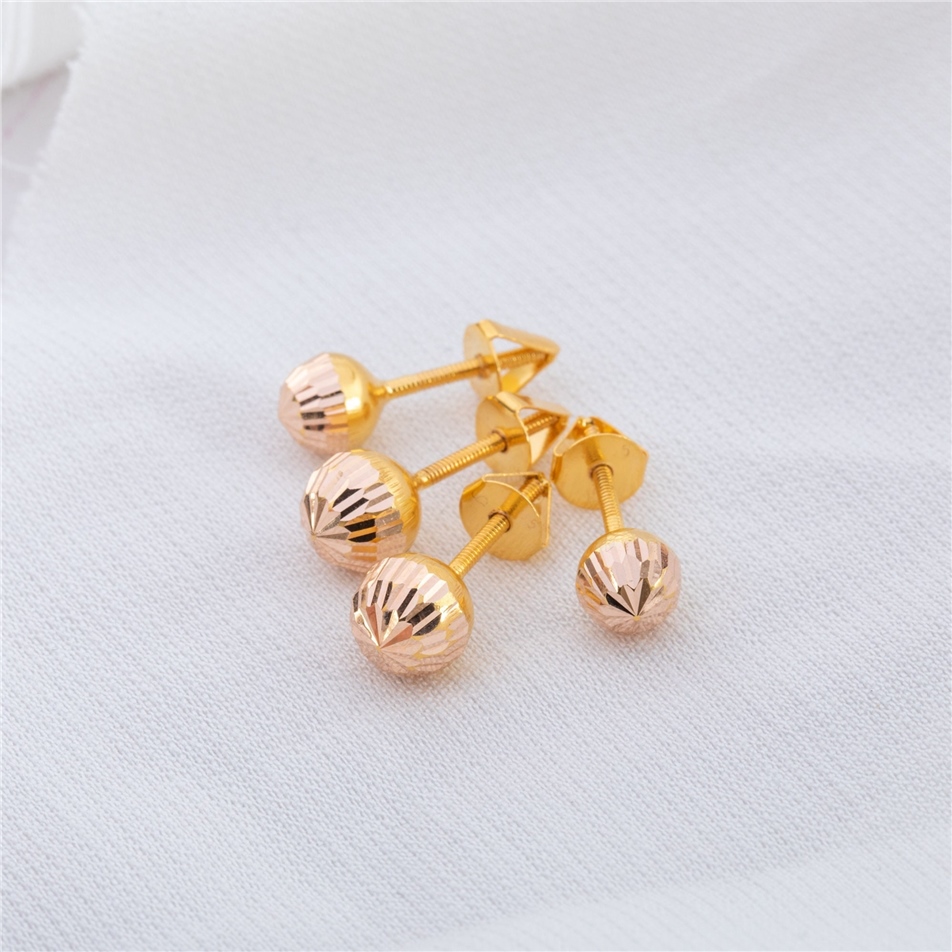 Solid Gold Screw Back Ball Earrings