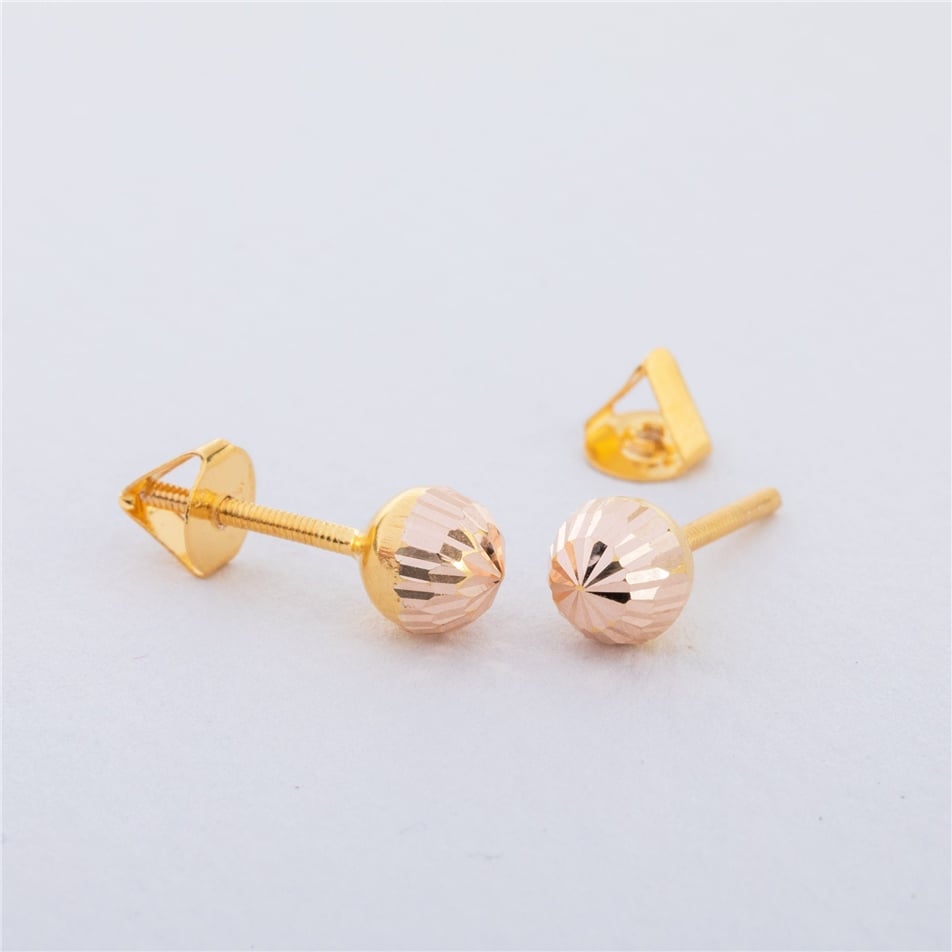 Solid Gold Screw Back Ball Earrings