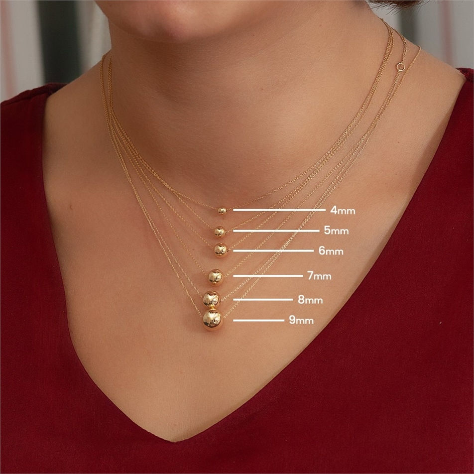 Solid Gold Simple Ball Necklace
