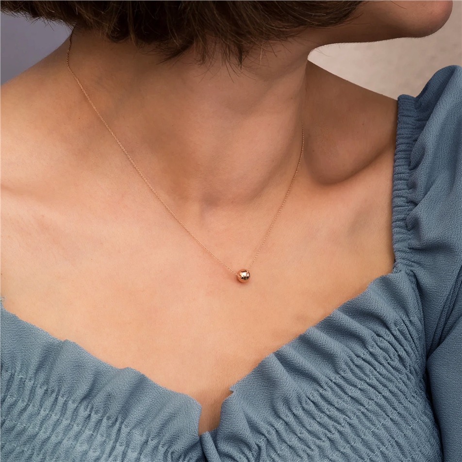 Solid Gold Sparkle Ball Necklace