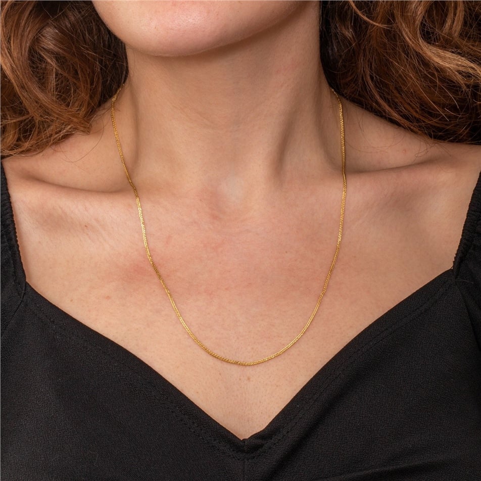 Solid Gold Wheat Chain Necklace