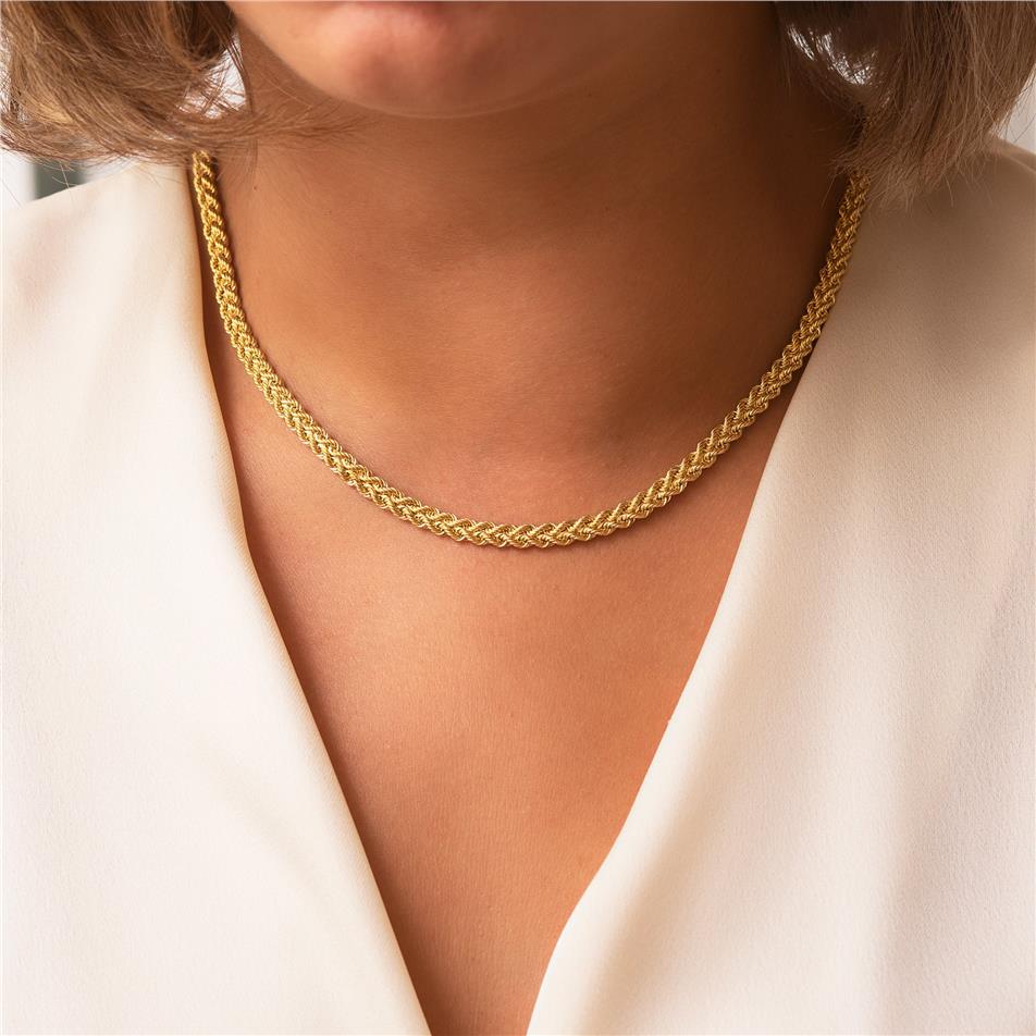 Solid Gold Rope Chain Necklace