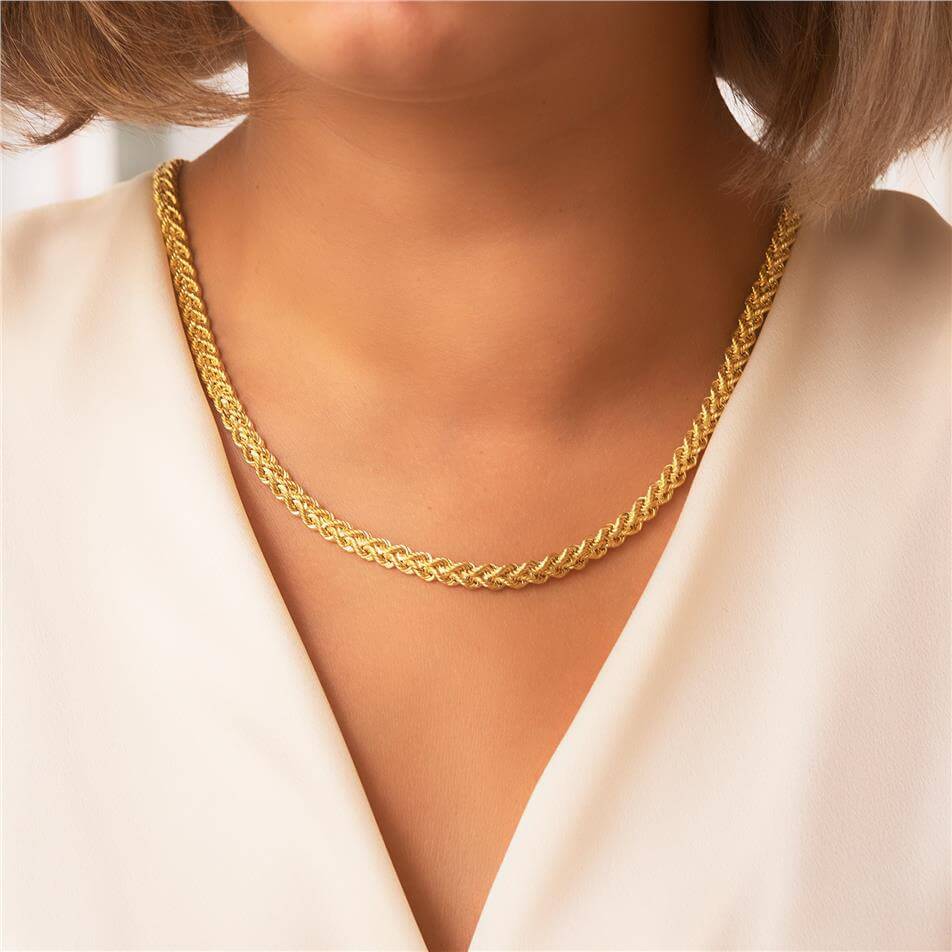 Solid Gold Rope Chain Necklace