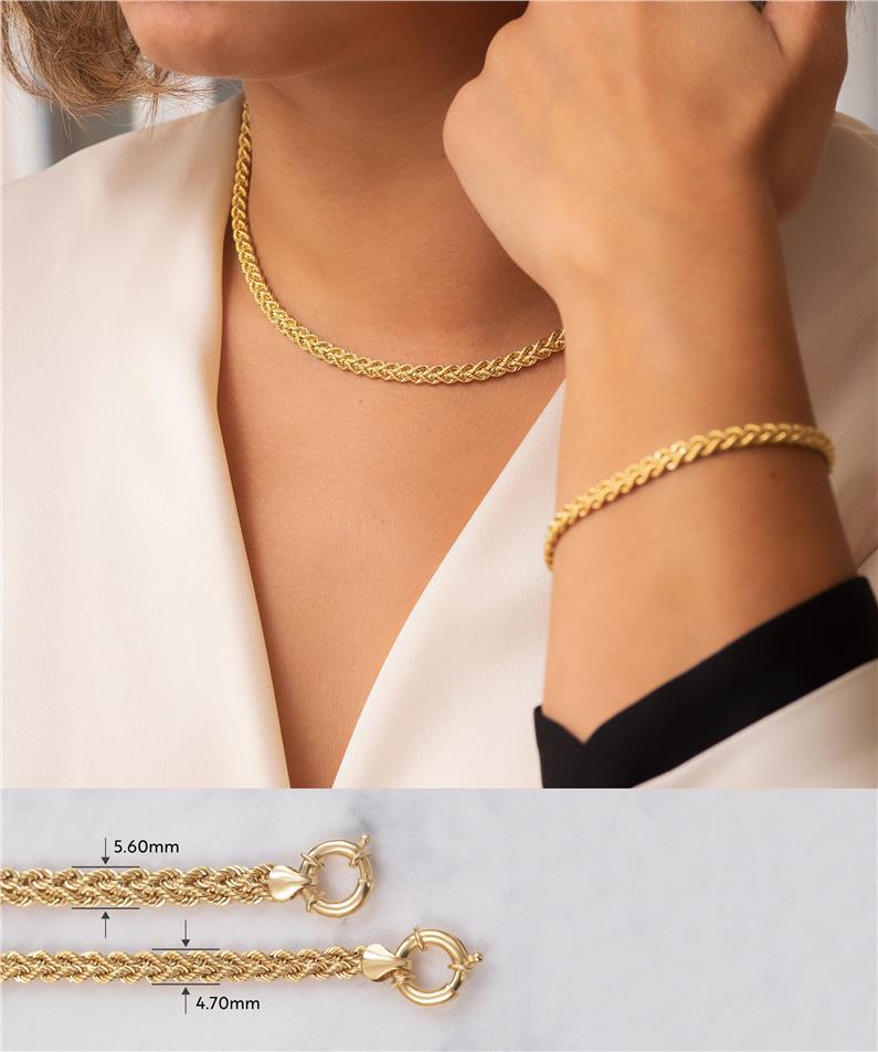 Solid Gold Rope Chain Necklace