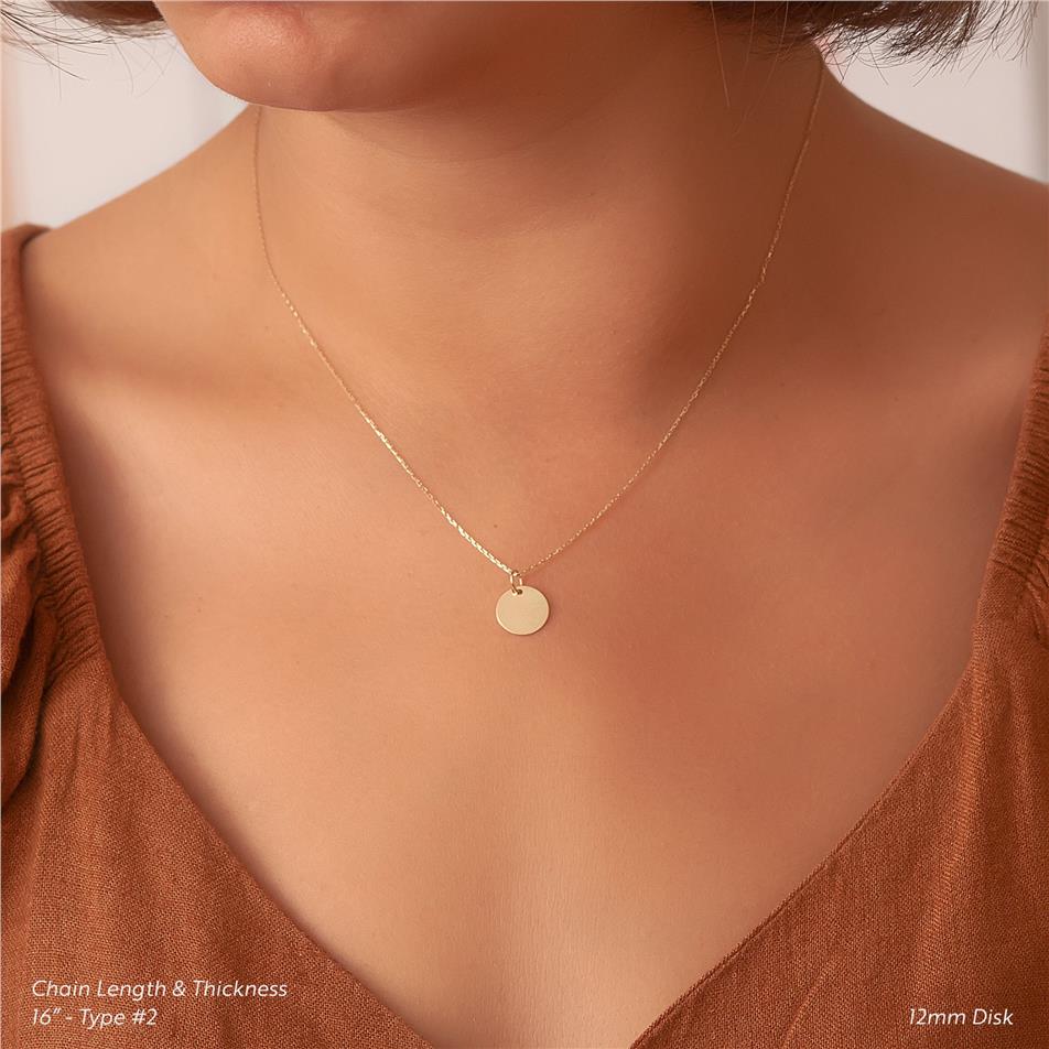 Solid Gold Paw Print Disc Necklace