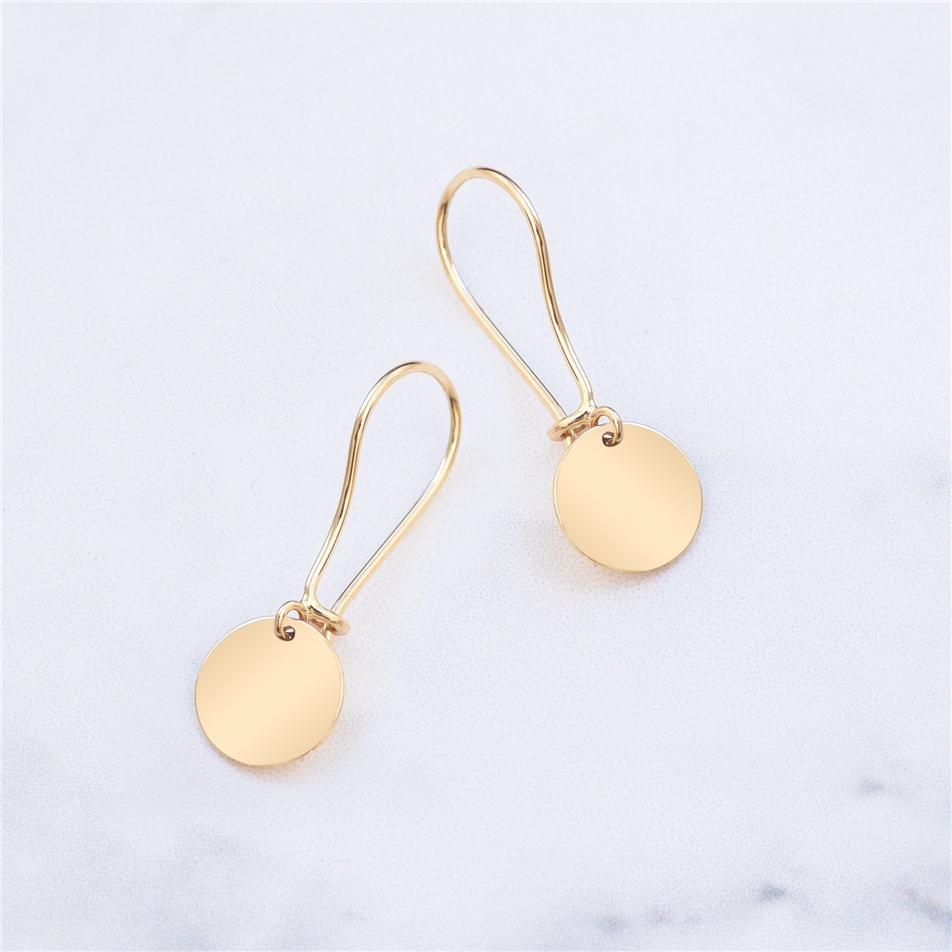 Solid Gold Engrave Disk Earring
