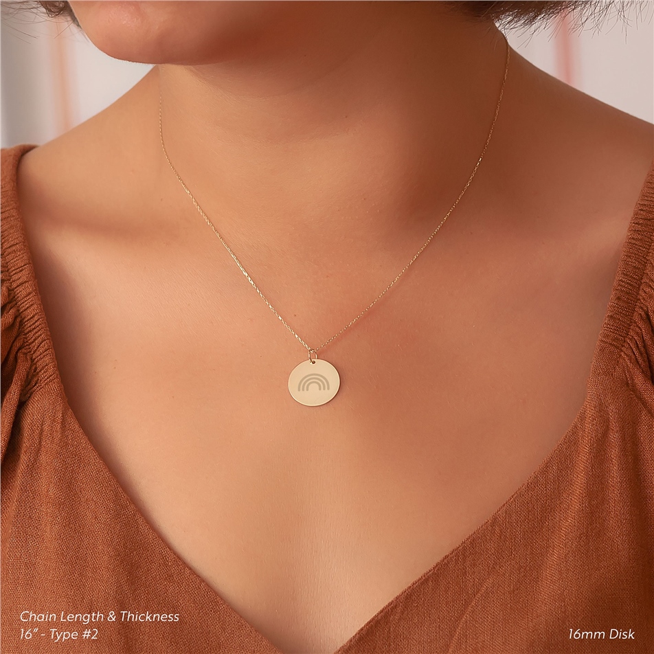 Solid Gold Rainbow Dics Necklace