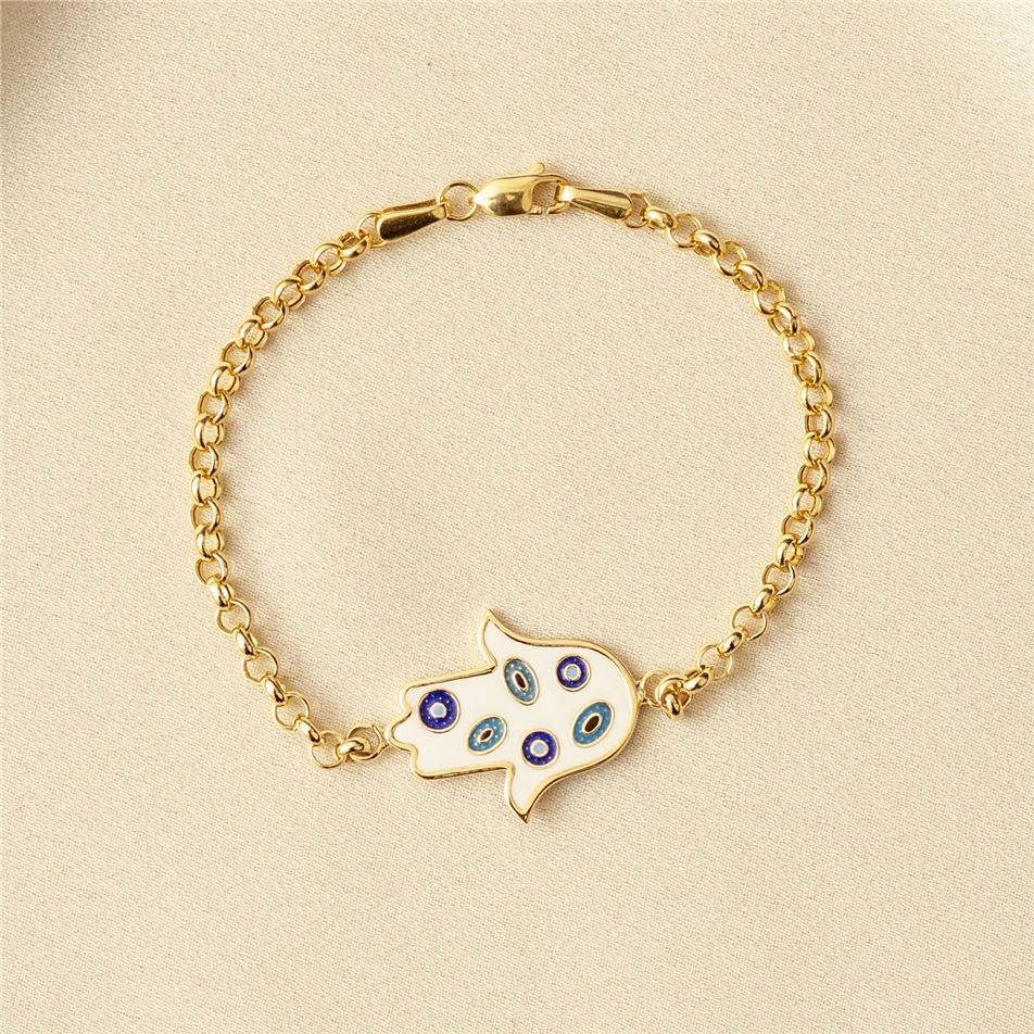 Solid Gold Elegant Hamsa Fatima Bracelet