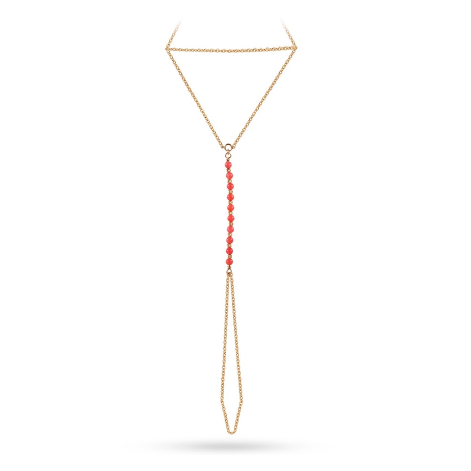 Solid Gold Coral Ring Bracelet