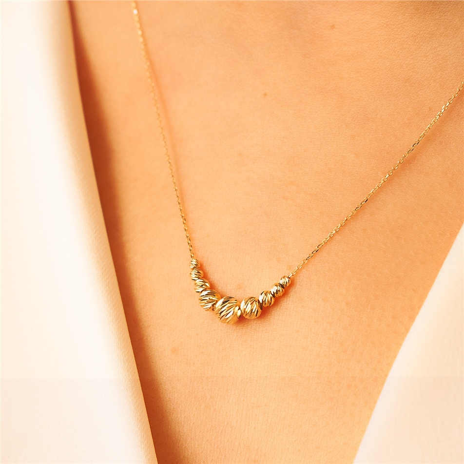 Solid Gold Ball Bead Necklace
