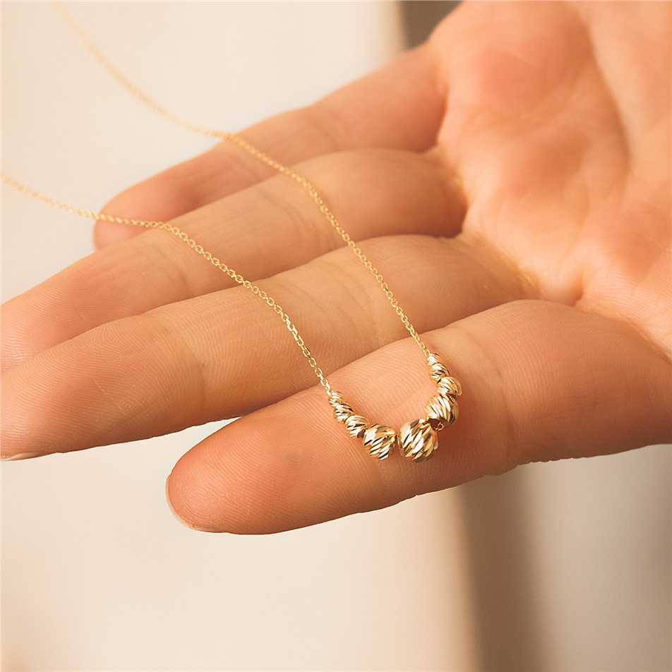 Solid Gold Ball Bead Necklace