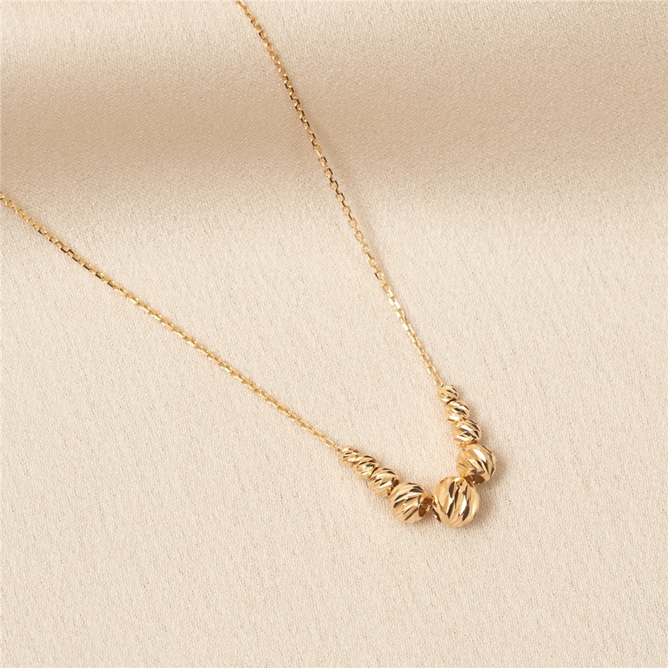 Solid Gold Ball Bead Necklace
