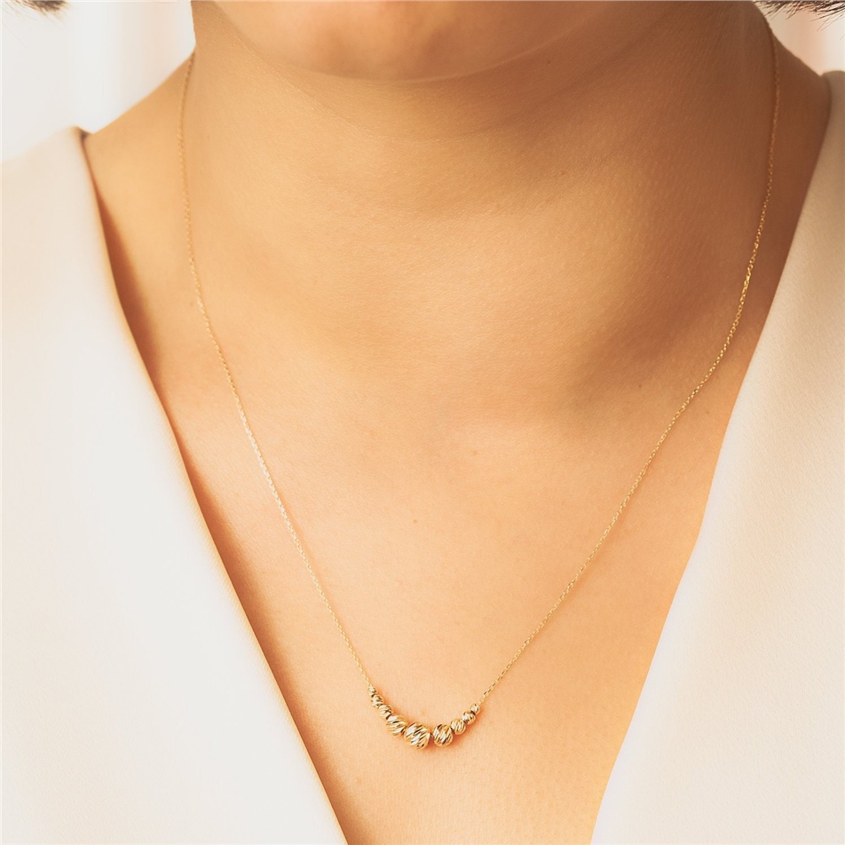 Solid Gold Ball Bead Necklace