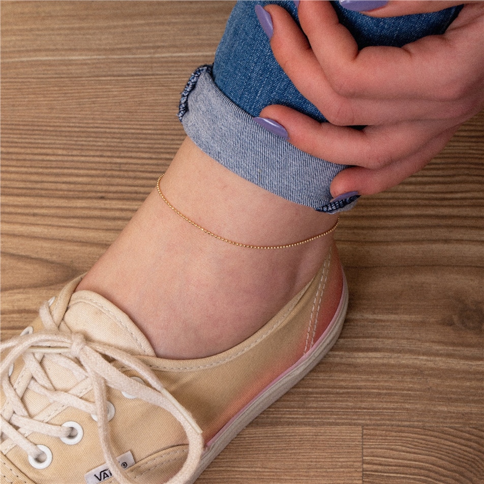 Solid Gold Ball Chain Anklet