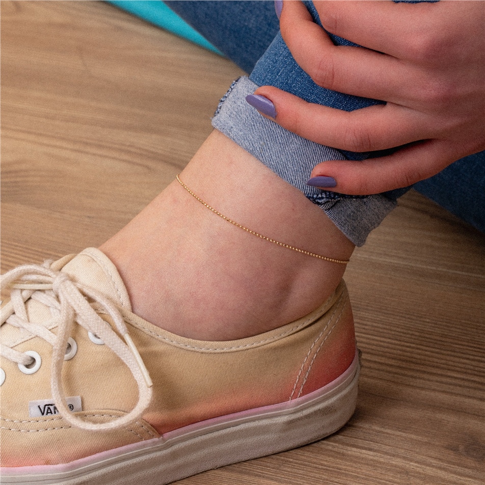 Solid Gold Ball Chain Anklet