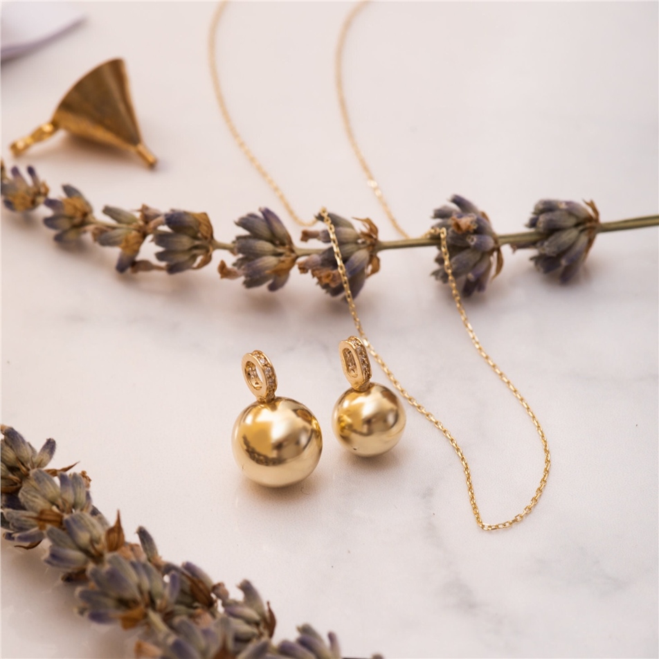 Solid Gold Ball Cremation Urn Necklace