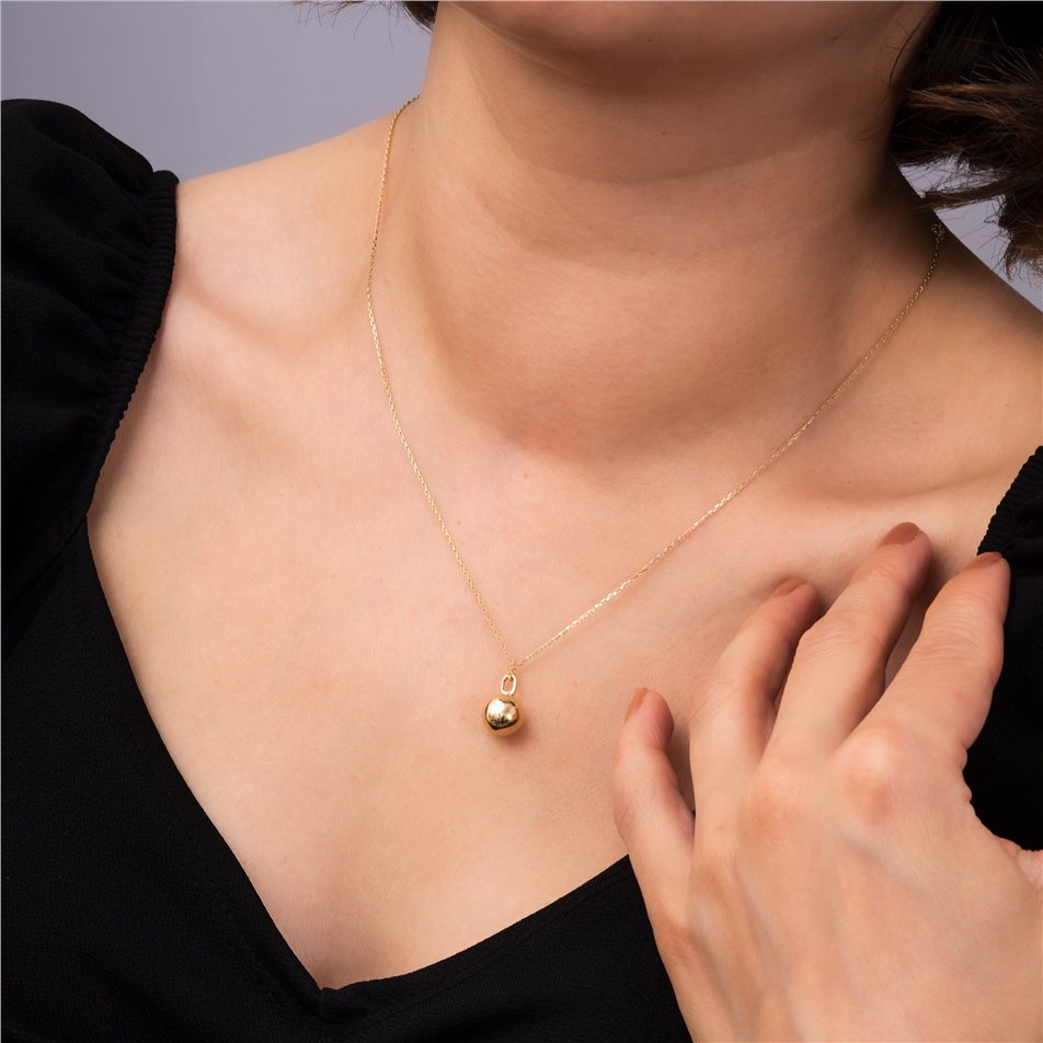 Solid Gold Ball Cremation Urn Necklace