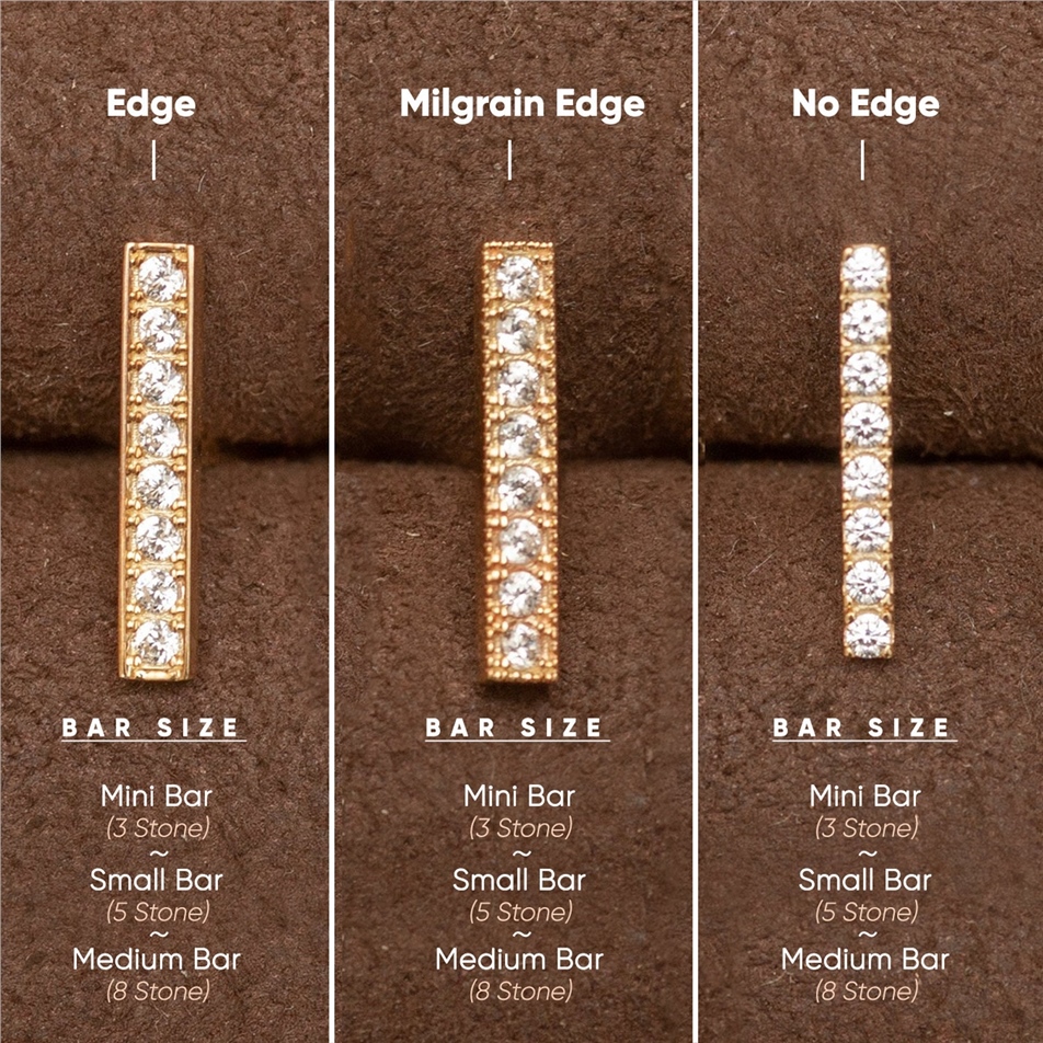 Solid Gold Diamond Bar Stud Earrings