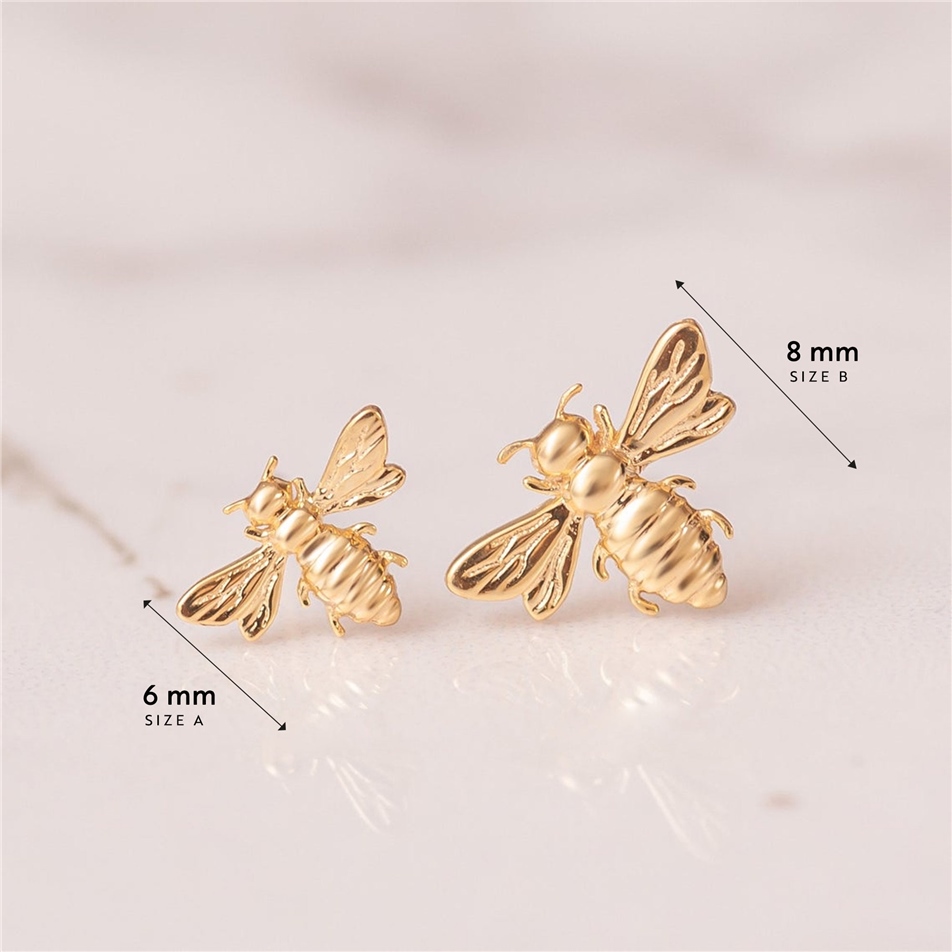 Solid Gold Bee Studs Earrings
