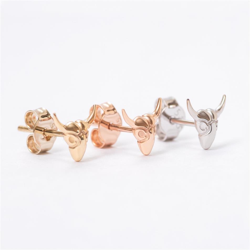 Solid Gold Bull Stud Earrings