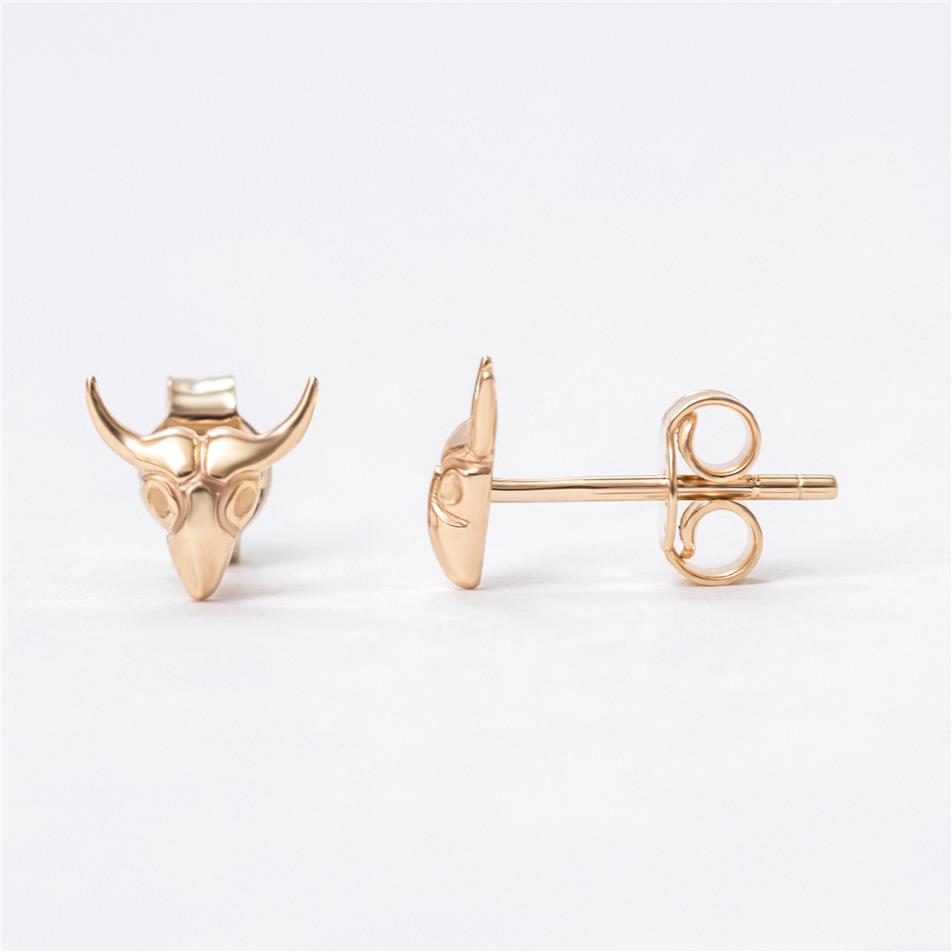 Solid Gold Bull Stud Earrings