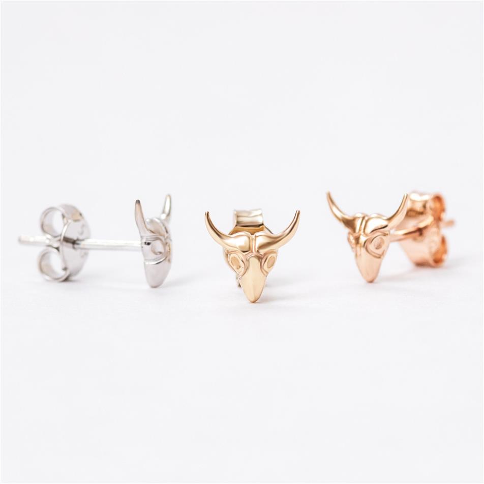 Solid Gold Bull Stud Earrings