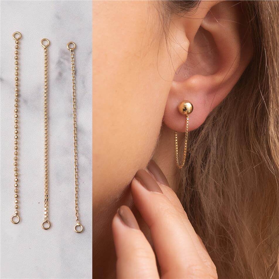 Solid Gold Convertible Single Earring Chain