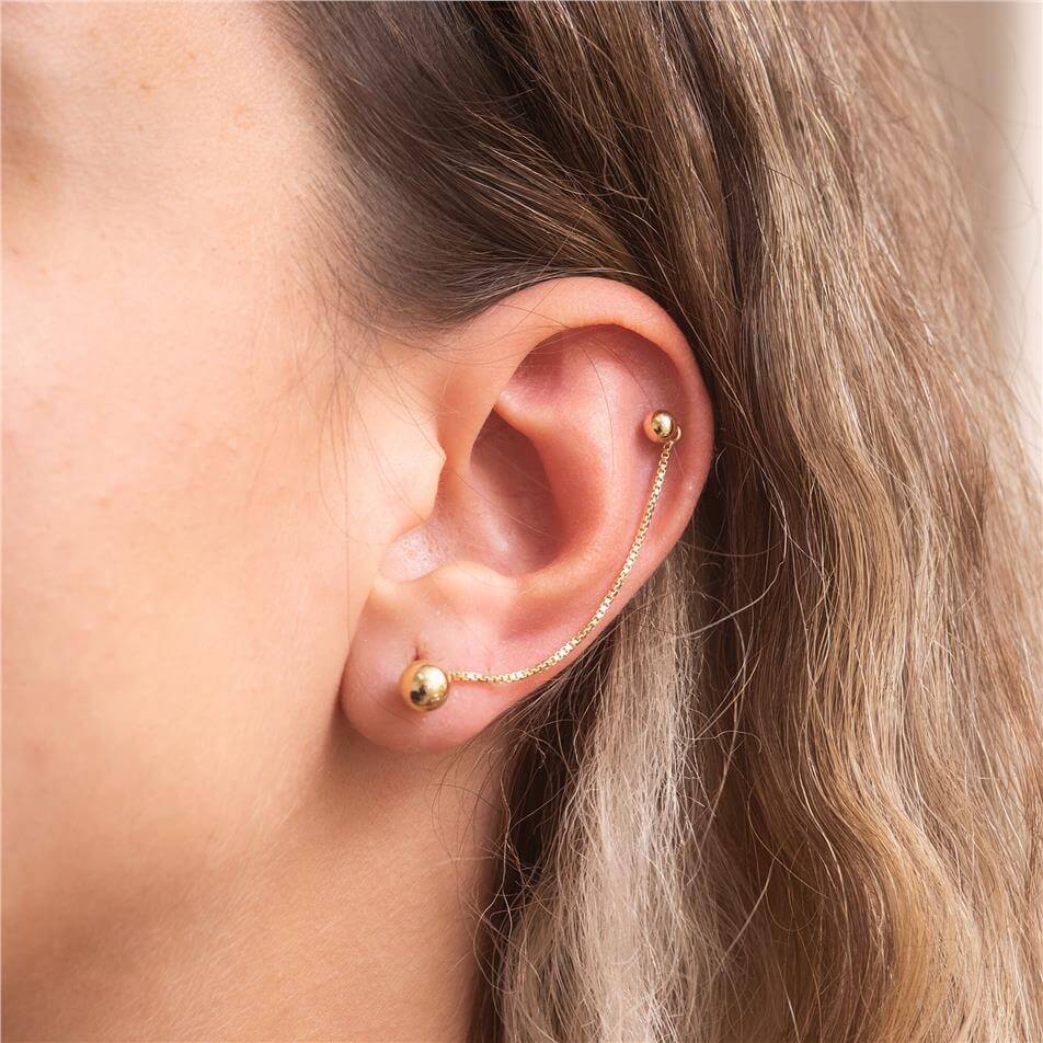 Solid Gold Convertible Single Earring Chain