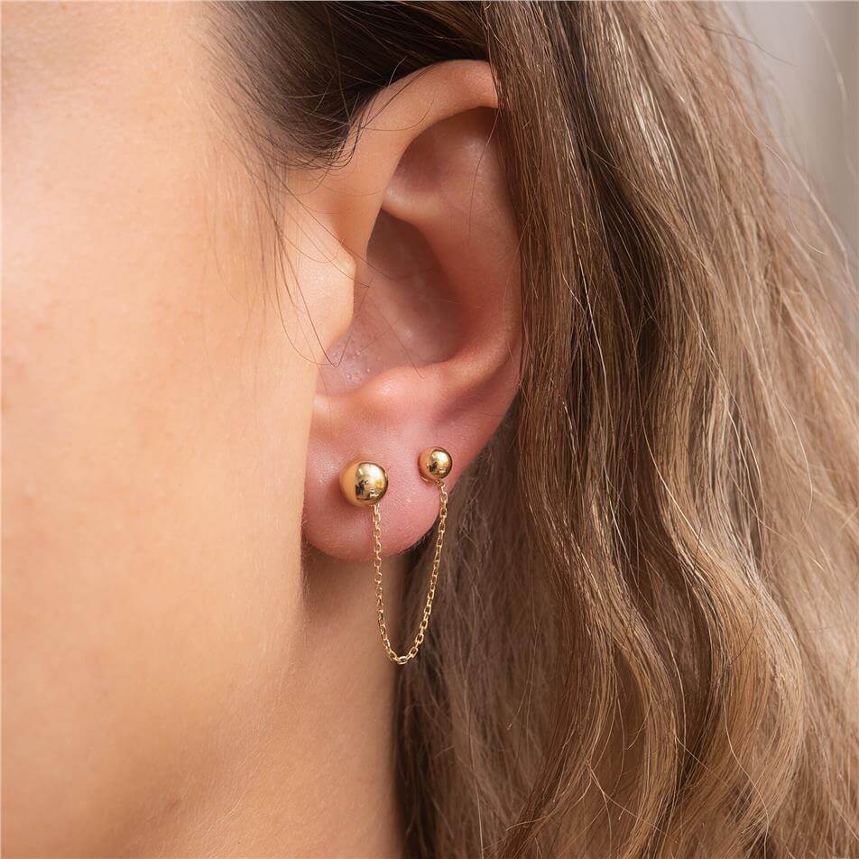 Solid Gold Convertible Single Earring Chain