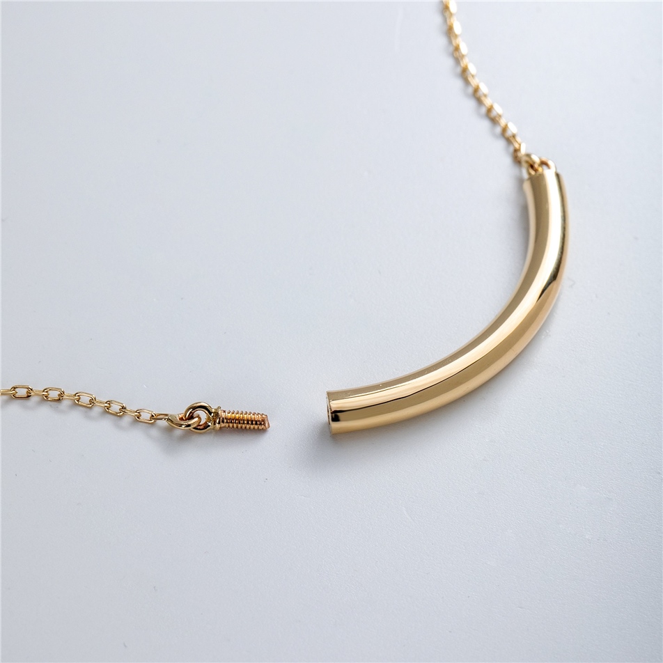 Solid Gold Urn Curved Necklace