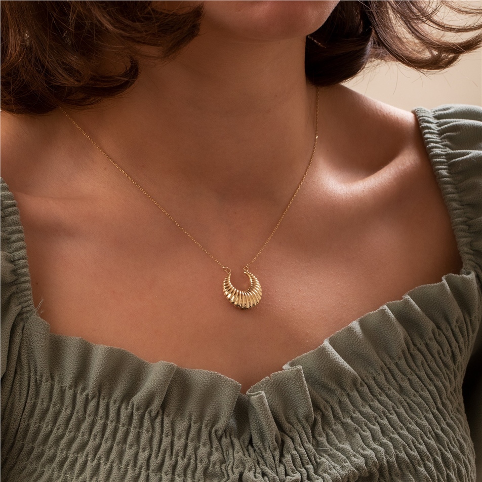 Solid Gold Moon Double Urn Necklace