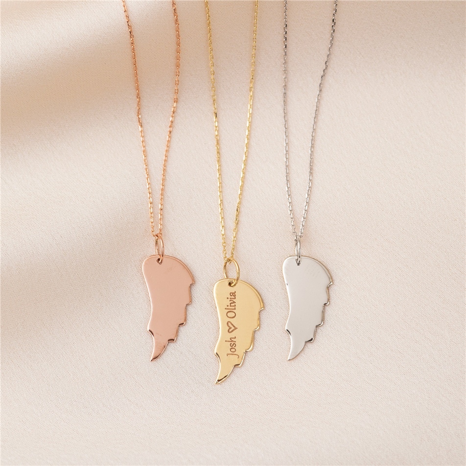 Solid Gold Angel Wing Necklace