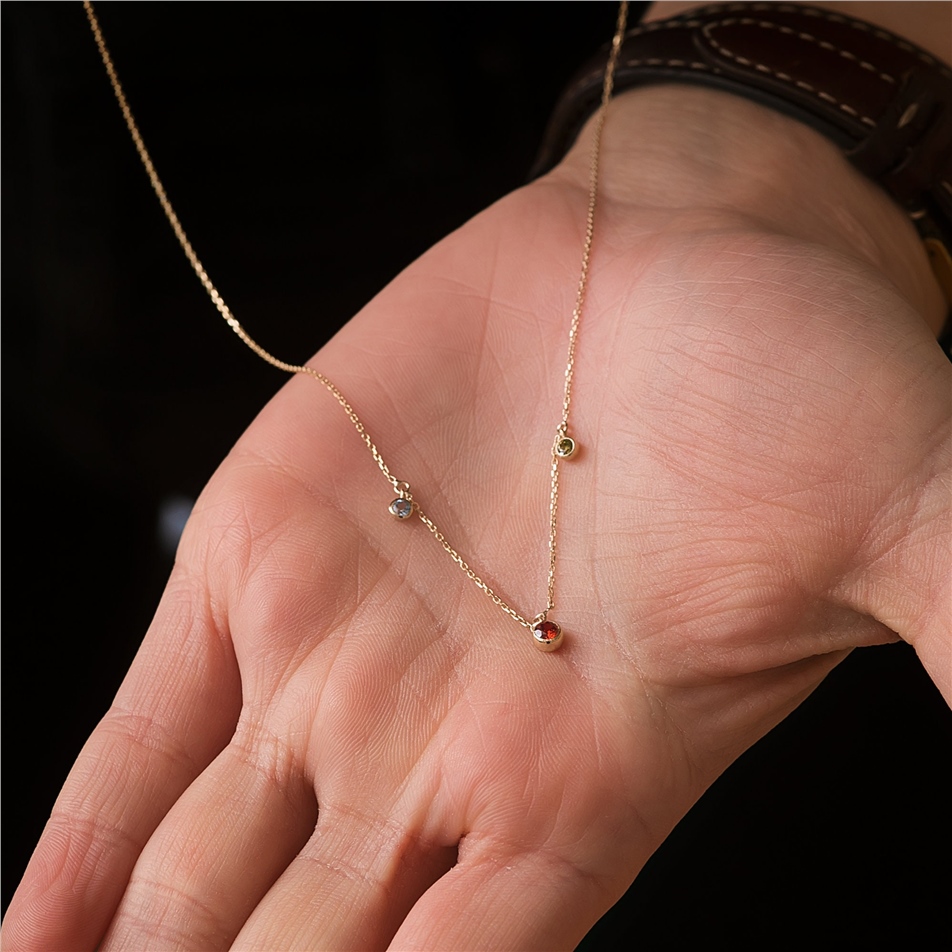 Solid Gold Family Birthstone Necklace