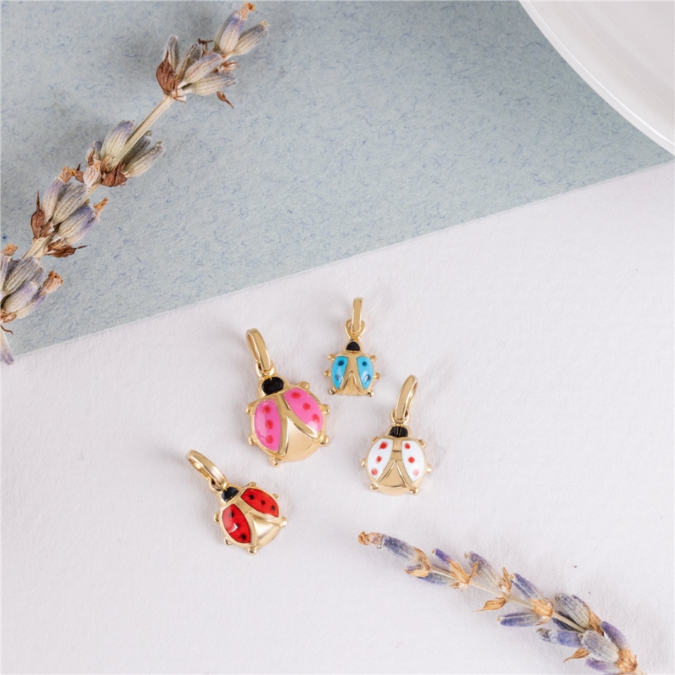 Solid Gold Lady Bug Necklace