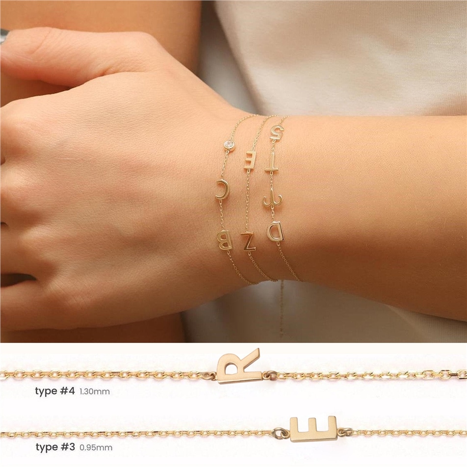 Solid Gold Initial Bracelet
