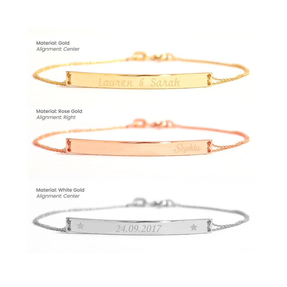 Solid Gold Name Bar Bracelet