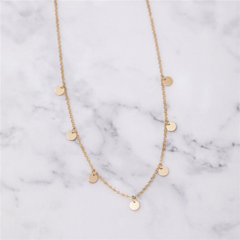 Solid Gold Multi Disk Necklace